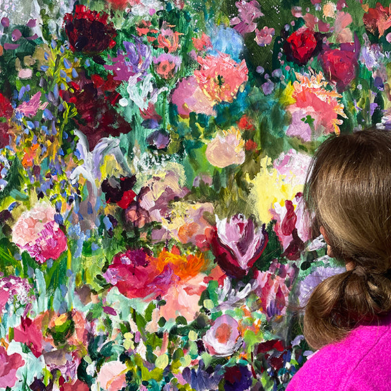 Color-Fields-flowering-song-of-infinite-abundance-Lies-Goemans-painting-flower-schilderij-floral-120x120cm-at-field