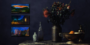 nocturnal painting-lies goemans-20x10cm-france-series-of-three-interior