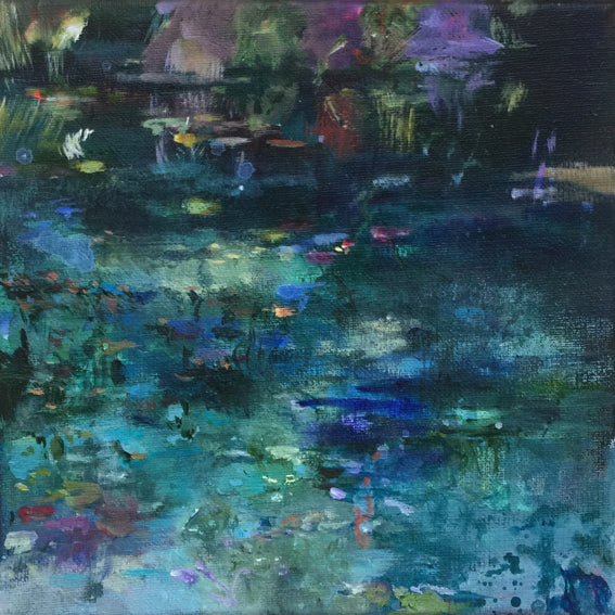 Dark Waters-Lies Goemans-waterscape-painting 20x20cm-3