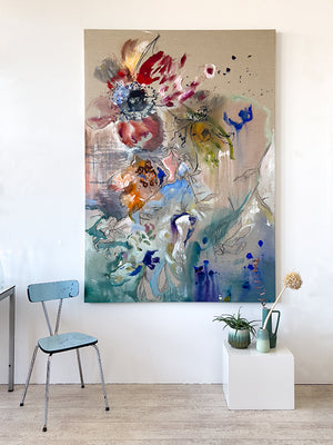 series-Beauty-Of-Transience-song-of-the-windflower-Lies-Goemans-painting-flower-schilderij-floral-140x200cm-atelier-interior