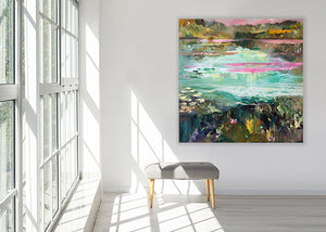 Bathing-In-Emerald-150x150cm-Lies-Goemans-painting-water-interior