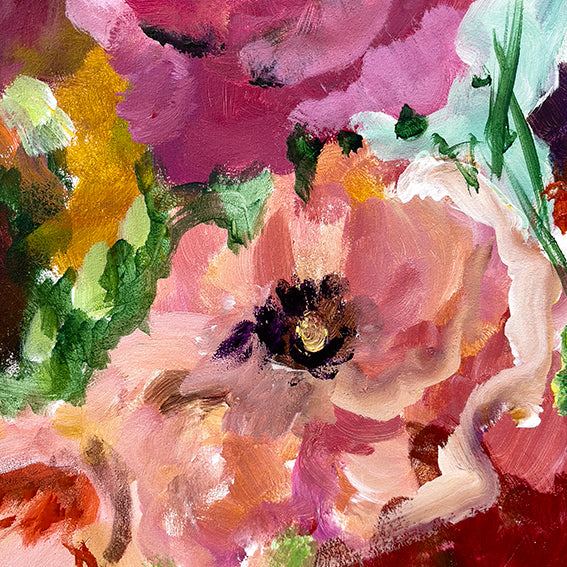 Color-Fields-flowering-song-of-infinite-abundance-Lies-Goemans-painting-flower-schilderij-floral-120x120cm-detail-2