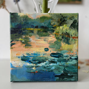 Morning-Meditation-Lies-Goemans-waterscape-painting-20x20cm-interior