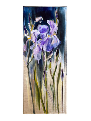 series-Botanical-story-Purple-Rain-Lies-Goemans-20x50cm-flower-painting-floral-flower-iris-bloemschilderij-basis