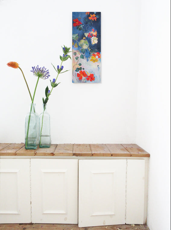 Botanical-Story-series-East-Indian-Cherry-Lies-Goemans-20x50cm-flower-painting-floral-flower-bloemschilderij-interior