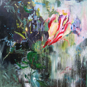 dark-nature-up-close-sultry-darkness-Lies-Goemans-painting-flower-schilderij-floral-100x100cm-basis