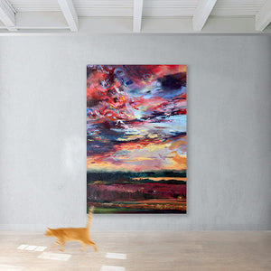 Daily-DisAppearance-2-Sultry-summer-night-Lies-Goemans-painting-sky-schilderij-clouds-100x150cm-interior-2