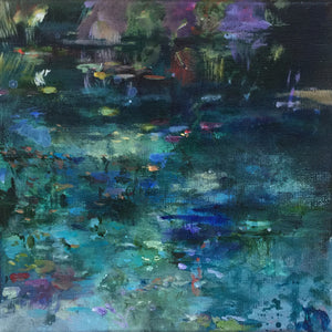 Dark Waters-Lies Goemans-waterscape-painting 20x20cm-3