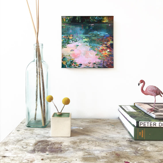 Flamingo-Bay-Lies-Goemans-waterscape-painting-20x20cm-interior