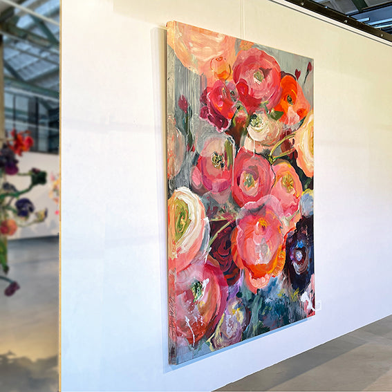 FloralPoetry-Hong-Kong-Buttercup-Lies-Goemans-painting-flower-schilderij-floral-100x150cm-installation view