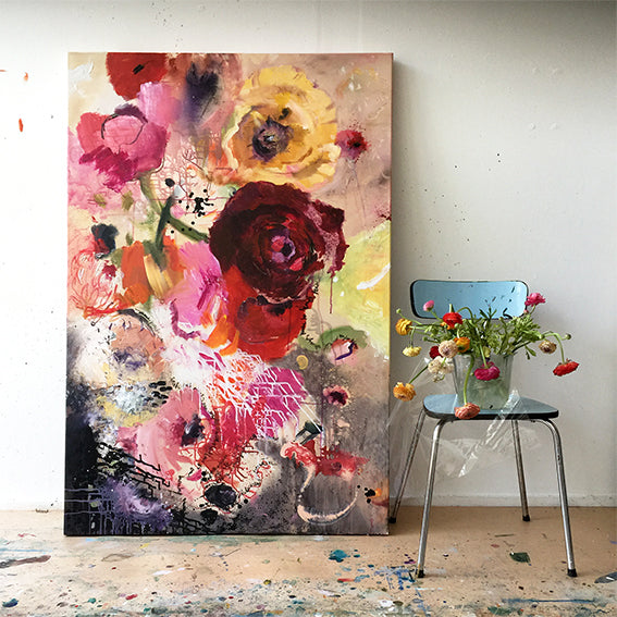 FloralPoetry-Only-wish-you-could-stay-Lies-Goemans-painting-flower-schilderij-floral-100x150cm-atelier