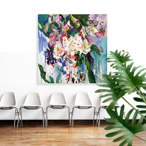 FloralPoetry-barefoot-chestnut-dance-Lies-Goemans-painting-flower-schilderij-floral-150x150cm-interior