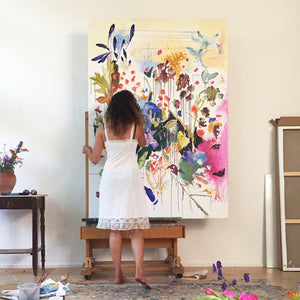 FloralPoetry-fun-of-being-colour-Lies-Goemans-painting-flower-schilderij-floral-150x100cm-making-of