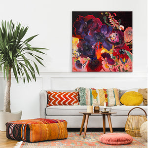 FloralPoetry-stay-in-your-magic-Lies-Goemans-painting-flower-schilderij-floral-100x100cm-interior