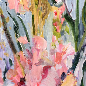 Botanical-Beauty-series-lush-and-wild-Lies-Goemans-20x50cm-flower-painting-floral-flower-iris-bloemschilderij-detail