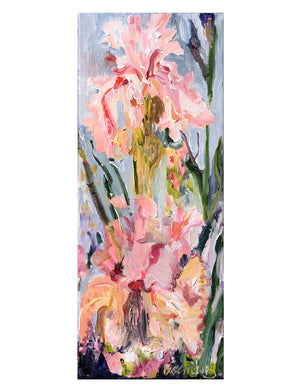 Botanical-Beauty-series-lush-and-wild-Lies-Goemans-20x50cm-flower-painting-floral-flower-iris-bloemschilderij
