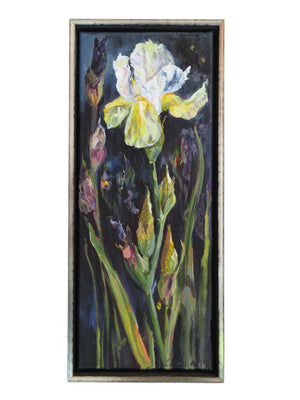 Botanical-Beauty-series-Soul-Survivor-Lies-Goemans-20x50cm-flower-painting-floral-flower-iris-bloemschilderij-in-frame