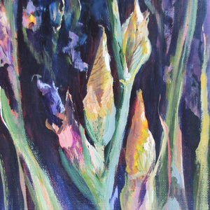 Botanical-Beauty-series-Soul-Survivor-Lies-Goemans-20x50cm-flower-painting-floral-flower-iris-bloemschilderij-detail