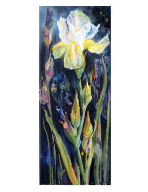 Botanical-Beauty-series-Soul-Survivor-Lies-Goemans-20x50cm-flower-painting-floral-flower-iris-bloemschilderij