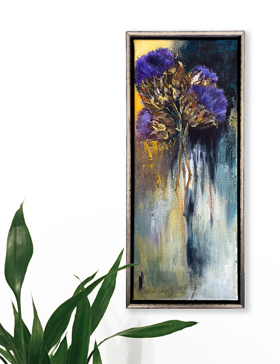 Tender-Heart-At-The-Core-Lies-Goemans-20x50cm-flower-painting-floral-flower-artichoke-bloemschilderij-interior light