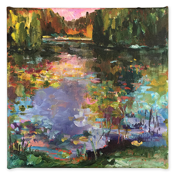 Waterstories-whispers-pink-sky-Lies-Goemans-waterscape-painting-20x20cm-basis.-on-whitejpg