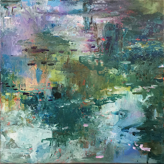 Waterstories-whispers-poetic-pond-Lies-Goemans-waterscape-painting-45x45cm-basis-square