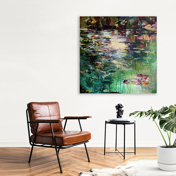 What-Lies-Beneath-15-Lies-Goemans-painting-water-schilderij-waterscape-100x100cm-interior-impression-2