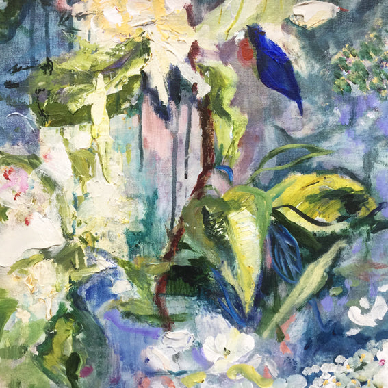 branch-up-blue-blossoms-Lies-Goemans-painting-flower-schilderij-floral-40x110cm-detail-3