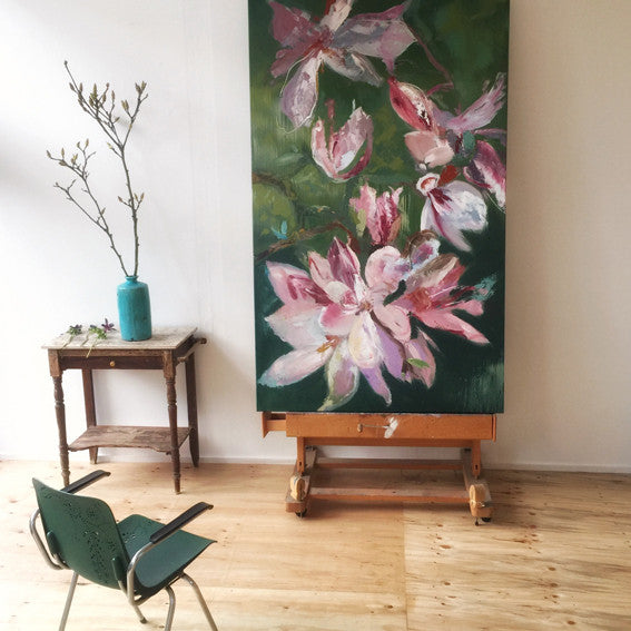 series-Early-Bloom-Soulangiana-X-Lies-Goemans-painting-floral-schilderij-120x200cm-in atelier