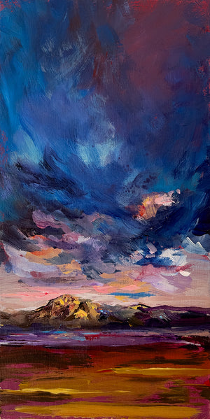 Pink Mountain Blue Sky