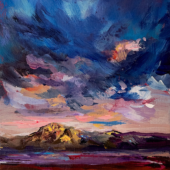 Pink Mountain Blue Sky