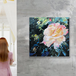 dark-nature-up-close-heaven-scent-Lies-Goemans-painting-flower-schilderij-floral-100x100cm-interiorimpression
